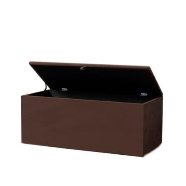 Imagem de Baú Grande Retangular em Veludo 90x40x44cm (Marrom)