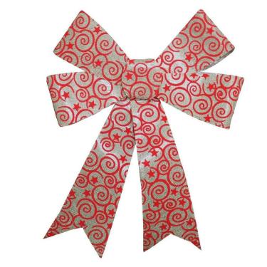 Imagem de Kit 5 Enfeite Árvore Natal Laço Arabesco Com Veludo 42 Cm