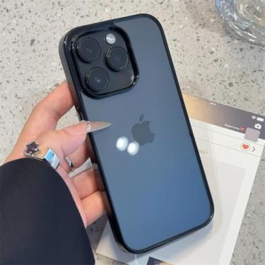 Imagem de HTVJFX Capa protetora rígida e transparente de acrílico para iPhone 16Pro, cor Candy Color (para iPhone 16Pro/preta)