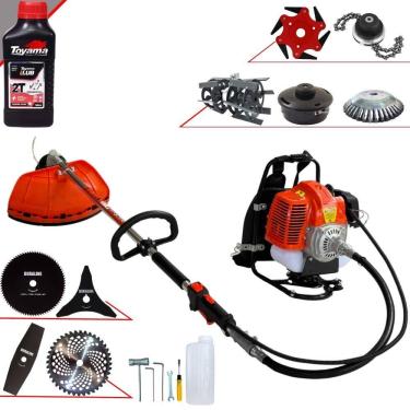 Imagem de Cortador de Grama Costal À Gasolina Terra GRC430 43cc 1,7HP Alta Performance Roçadeira Com Carretel e Kit de 8 Opções de Cortes + Óleo Toyama 2 Tempos
