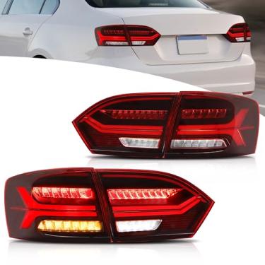 Imagem de Luzes traseiras VLAND compatíveis com Jetta MK6 Seden 2011-2014 [não serve para modelos GLI e LED], conjunto de luzes traseiras com setas sequenciais, 1 par (lente vermelha)