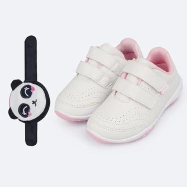 Imagem de Tênis Escolar Infantil Pampili Honey Calce Fácil Branco Ou Rosa Vem com Pulseira Porta Moedas (Branco/Rosa Glace, BR, Criança de 9 a 12 anos, Numérico, 34)