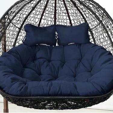 Imagem de Almofada para cadeira de balanço tipo rede, almofada dupla para cadeira suspensa em formato de ovo, luxuosa para varanda, quintal ou sacada, ideal para 2 pessoas. Inclui apenas a almofada.