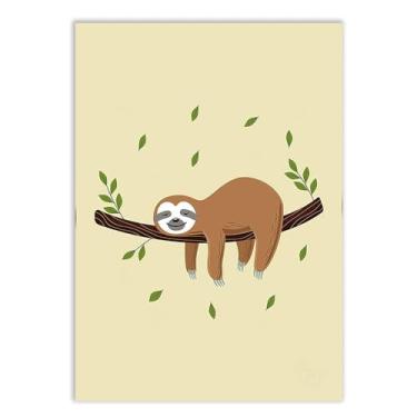 Imagem de Placa Decorativa A4 Engraçada Bicho Preguiça