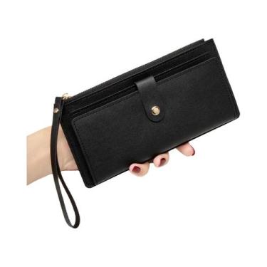Imagem de Carteira Feminina Ultrafina De Couro PU, Porta-Moedas E Cartões Multif