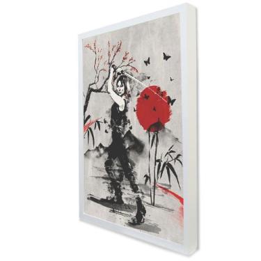 Imagem de Quadro Decorativo Mulher Samurai em Moldura Caixa - TaColado, 120 x 80
