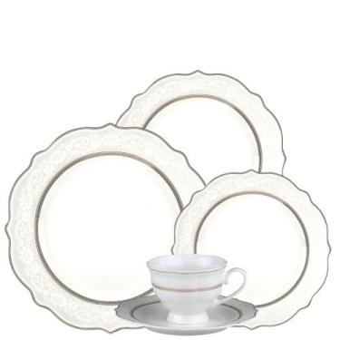 Imagem de Aparelho de Jantar e Chá 30pçs Trèsor Porcelana New Bone Filete Dourad