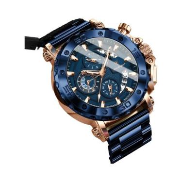Imagem de Relógio De Quartzo Masculino À Prova d'Água Em Aço Inoxidável Luminoso