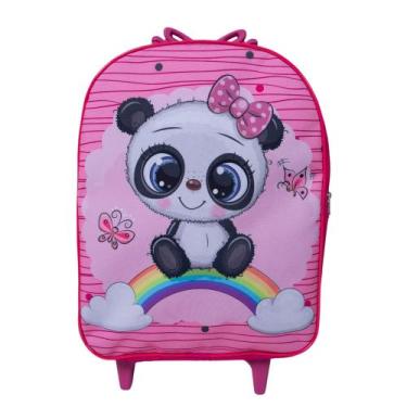 Imagem de Mochila Escolar Infantil Carrinho Panda BabyArco Íris Rosa Menina