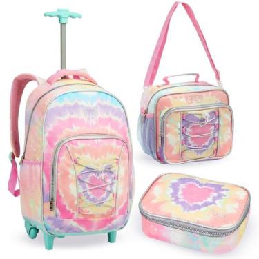 Imagem de Conjunto Escolar Mochila de Rodinhas + Lancheira + Estojo Estampa Esti