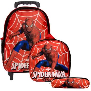 Imagem de Mochila Escolar Rodinha Homem Aranha com Lancheira Infantil