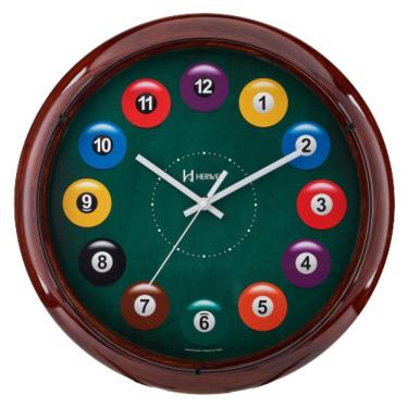 Imagem de Relógio De Parede Herweg Decorativo Snooker 660117 Nogueira