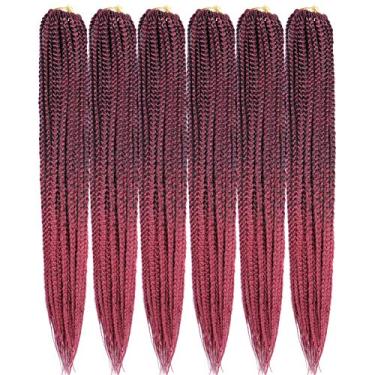 Imagem de Mayloss 6 Pacotes/lote (14/18/24/30) polegada 1 cm 20 Fios/pacote 3X Caixa Fina Trança Crochet Extensionin de Cabelo Diâmetro 3X Trança Sintética Extensões de Cabelo Crochet Tranças Cor de Cabelo (18 polegad, T1B/bug)