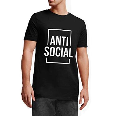 Imagem de Camiseta Camisa Anti Social Masculina preto Tamanho:GG