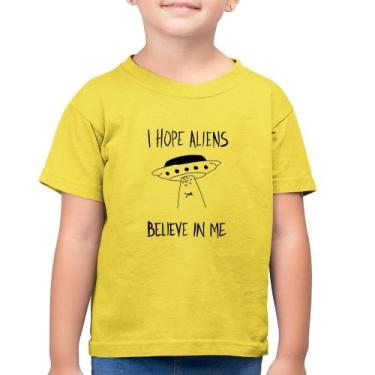 Imagem de Camiseta Algodão Infantil I Hope Aliens Believe In Me - Foca Na Moda