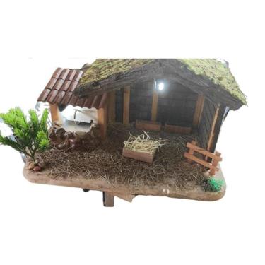 Imagem de Presépio Completo Luxo Artesanal Em Madeira