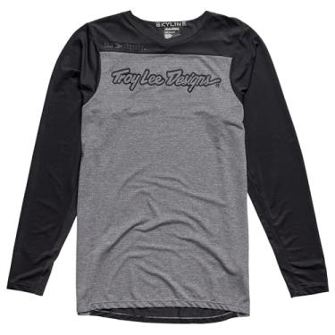 Imagem de Troy Lee Designs Camiseta de manga comprida Skyline adulto Mountain Bike, Assinatura, cinza mesclado/preto, XXG