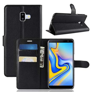 Imagem de Capa para Samsung J6 Prime, carteira flip de couro PU premium com compartimento para cartão, suporte e fecho magnético [capa interior à prova de choque de TPU] Compatível com Samsung J6 Prime