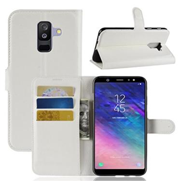 Imagem de Capa carteira para Samsung J8 Plus, carteira flip de couro PU premium com compartimento para cartão, suporte e fecho magnético [capa interna à prova de choque de TPU] Compatível com Samsung J8 Plus