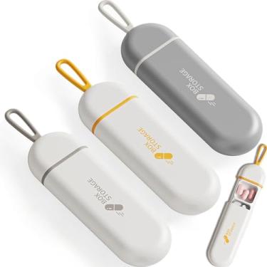 Imagem de Pacote com 3 organizadores de pílulas, 3 compartimentos, estojo portátil para viagem, à prova de umidade, para comprimidos, vitaminas, óleo de fígado de bacalhau, suplementos e medicamentos