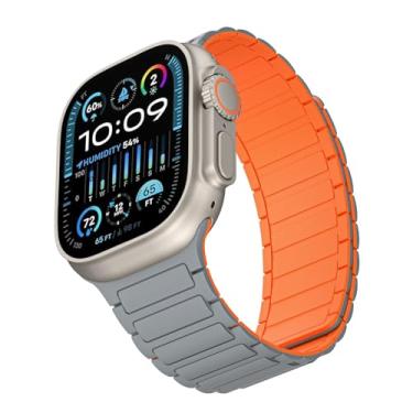 Imagem de Pulseira magnética para Apple Watch/Ultra/Ultra/Ultra, 2, Pulseira esportiva de silicone de 49 mm, 45 mm, 44 mm, 42 mm, 41 mm, 40 mm, 38 mm, pulseira magnética forte para Apple Watch séries 9 8 SE 2nd