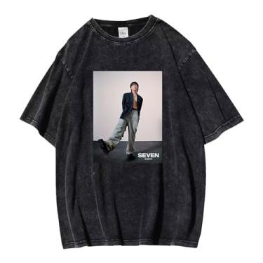 Imagem de Camiseta K-pop Jungkook Solo Seven, camiseta vintage estampada lavada streetwear camisetas vintage unissex para fãs, 6, M