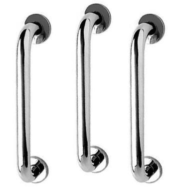 Imagem de Alça de Apoio 30cm Barra Inox Kit 3 Unidades Idoso Cadeirante Acessibilidade Suporte Banheiro Box Escada Corrimao Segurança