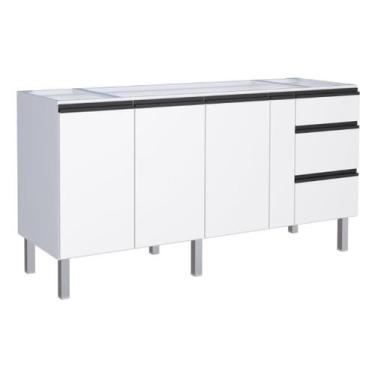 Imagem de Gabinete / Balcão de Cozinha GA em Aço para pia 1.80m 3 Gavetas com Co