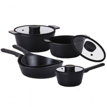 Imagem de Conjunto De 5 Panelas Vulkan Em Cerâmica Para Indução Neoflam Preto