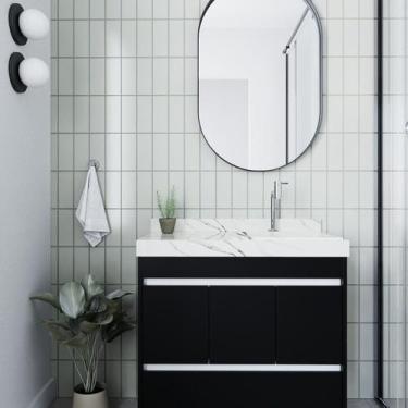 Imagem de Gabinete/toucador para Banheiro Anna 80cm com Cuba Esculpida em Porcel