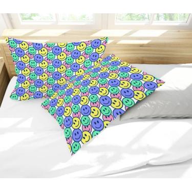 Imagem de Par de Fronhas Estampa Emoji Smile Colorido - Core Decore