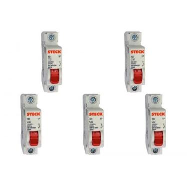 Imagem de Kit C/5 - Disjuntor Steck Din Unipolar 32A Sd61 C  Sdd61C32