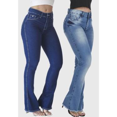 Imagem de Kit 2 Calças Flare Jeans HNO Jeans Petit Flare Azul Marinho e Azul Sto