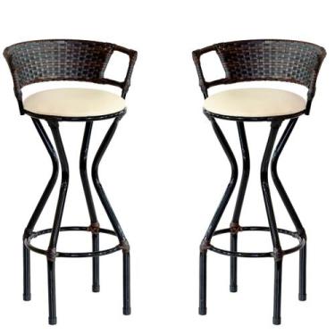 Imagem de 2 Banquetas para Balcão com Assento Estofado Charme em Ferro  - Coage 