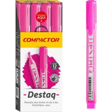 Imagem de Caneta Marca Texto Destaq Fluorescente Rosa - Caixa com 12 Unidades - 