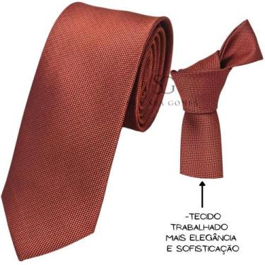 Imagem de Gravata Terracota para Padrinhos e Eventos Tecido Trabalhado Pontinho 