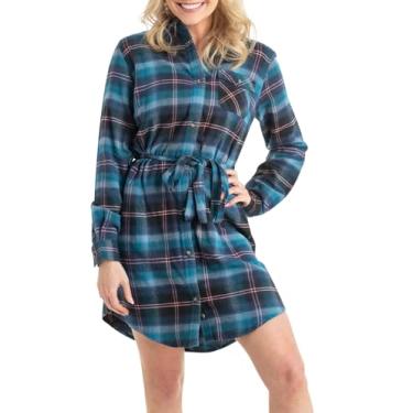Imagem de Legendary Whitetails Vestido feminino Open Spaces, Xadrez azul-marinho do Pacífico, P