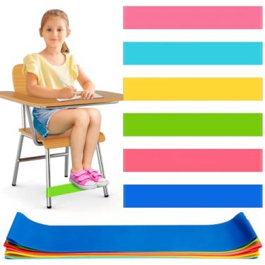 Imagem de Pacote com 6 faixas de cadeira para crianças com pés inquietos, ferramentas de TDAH para crianças, ROOKEA Sensory Room Must Haves para TDAH Kids Fidget Chair Bands Autism Classroom Must Haves TDAH