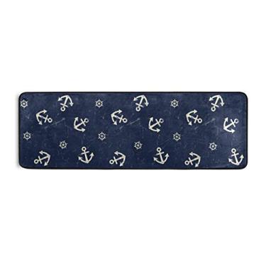 Imagem de ALAZA Tapete vintage azul-marinho âncora e corredor de volante antiderrapante para corredor, entrada, sala de estar, quarto, dormitório, decoração de casa 183 x 61 cm