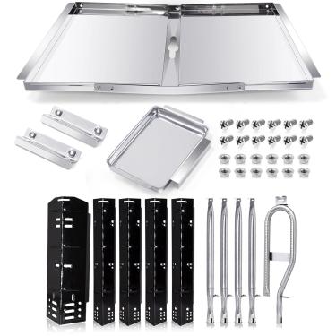 Imagem de Peças de reposição de bandeja de graxa para Dyna Glo DGH474CRP, DGH450CRP, DGH483CRP, DGH485CRP, bandeja de gotejamento ajustável de 61 cm a 76 cm, protetor de placa de calor e queimadores para peças