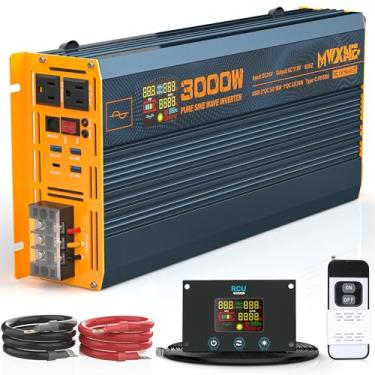 Imagem de MWXNE Inversor de Energia de Onda Senoidal Pura 3000W Dc 24V A 110V 120V com Carregamento Rápido Tipo C e 3 Portas Usb Display Lcd Inversores de Energia de Controle Remoto para Veículos, Rv, Caminhão,