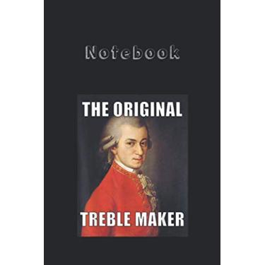 Imagem de Notebook: Funny The Original Treble Maker Mozart Meme Medium Size 6'' x 9'' Cello NotebookWhite Paper Blank Journal with Black Cover 116 pages for Men and Women