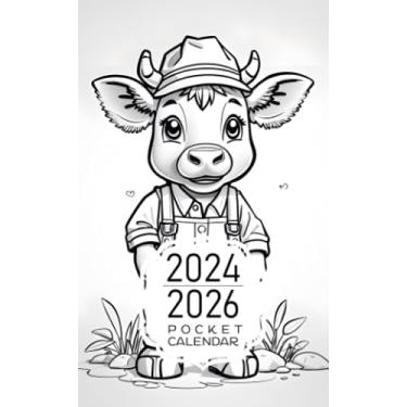 Imagem de Pocket Calendar 2024-2026: Two-Year Monthly Planner for Purse, 36 Months from January 2024 to December 2026 | Kids coloring book | Cow artist | Outline art
