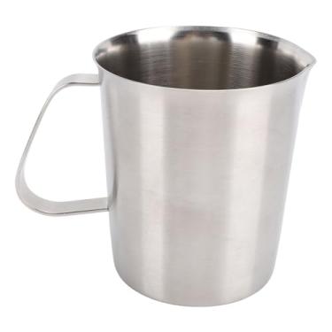 Imagem de Copo medidor de aço inoxidável 304 de grau alimentício com escala clara e bico de marcação, copo medidor, jarra de mistura de cozinha fácil para entusiastas de café e baristas (500 ml)