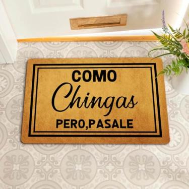 Imagem de Capachos engraçados com monograma de boas-vindas para entrada interior como chingas pero pasale capacho de cozinha personalizado tapetes e tapetes de cozinha com borracha antiderrapante tapete de