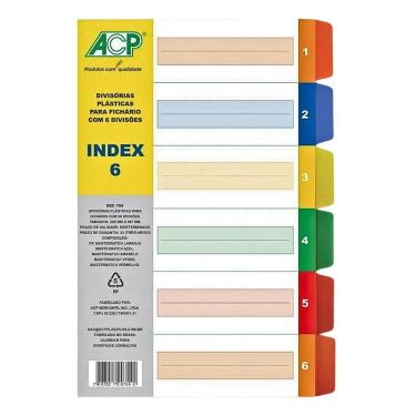 Imagem de Divisórias Para Fichário Caderno Argolado Universitário Colorido 22,5 x 29,7cm  - ACP