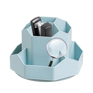 Imagem de Porta Lápis Rotativo,Suporte de caneta rotativa de 360 ​​graus - Organizador de mesa com 9 compartimentos, suporte para caneta, copo para lápis, organizador estacionário de mesa, armazenamento para ca