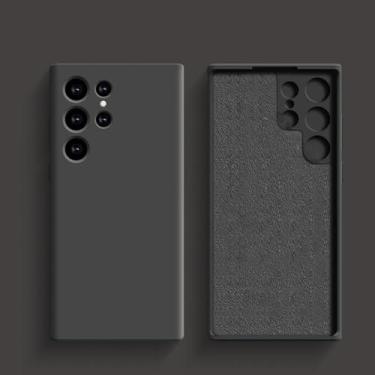 Imagem de Capa de silicone líquido à prova de choque para Samsung Galaxy S24 S23 S22 S21 S25 Ultra A55 A54 A34 A52 5G Acessórios Capa traseira macia e fofa, preta, para S21Ultra