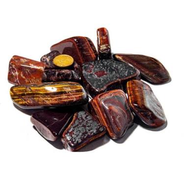 Imagem de 500g Olho de Tigre Indiano Rolado G 30 a 45mm Classe B - CristaisdeCur