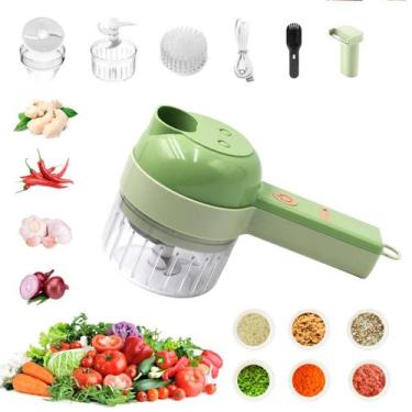 Imagem de Processador de Alimentos 4 em 1 Cortador Fatiador Triturador Elétrico 